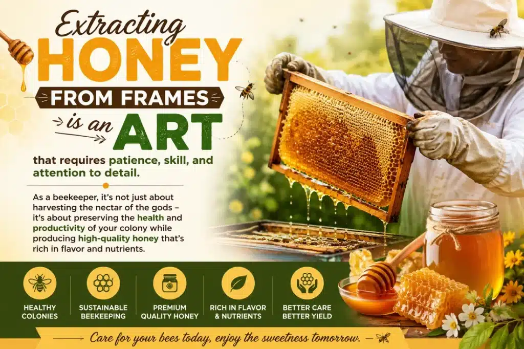 Honey production business in India with beekeeping frames and honey extraction equipment