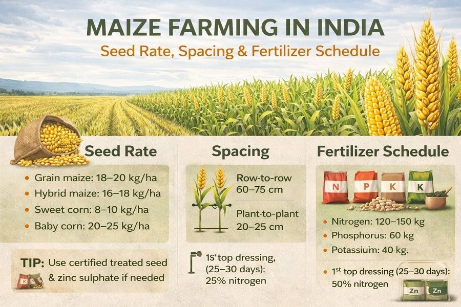 Profitable maize farming in India with high-yield maize harvest and farmer