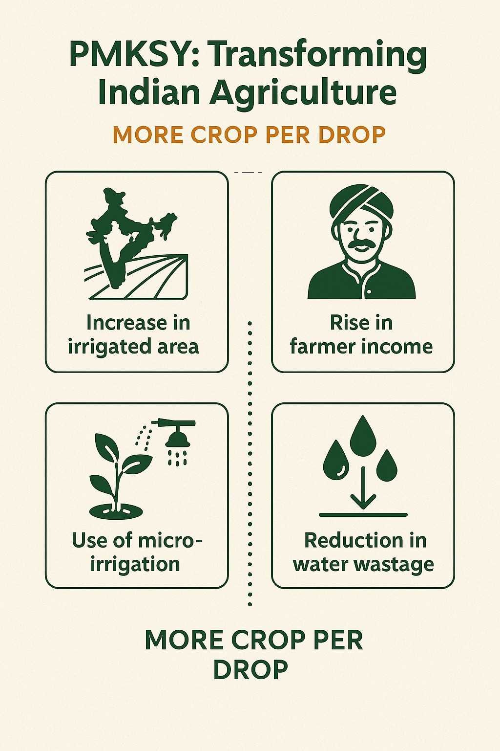 Pradhan Mantri Krishi Sinchayee Yojana (PMKSY): Transforming Indian Agriculture" with the slogan "More Crop Per Drop"