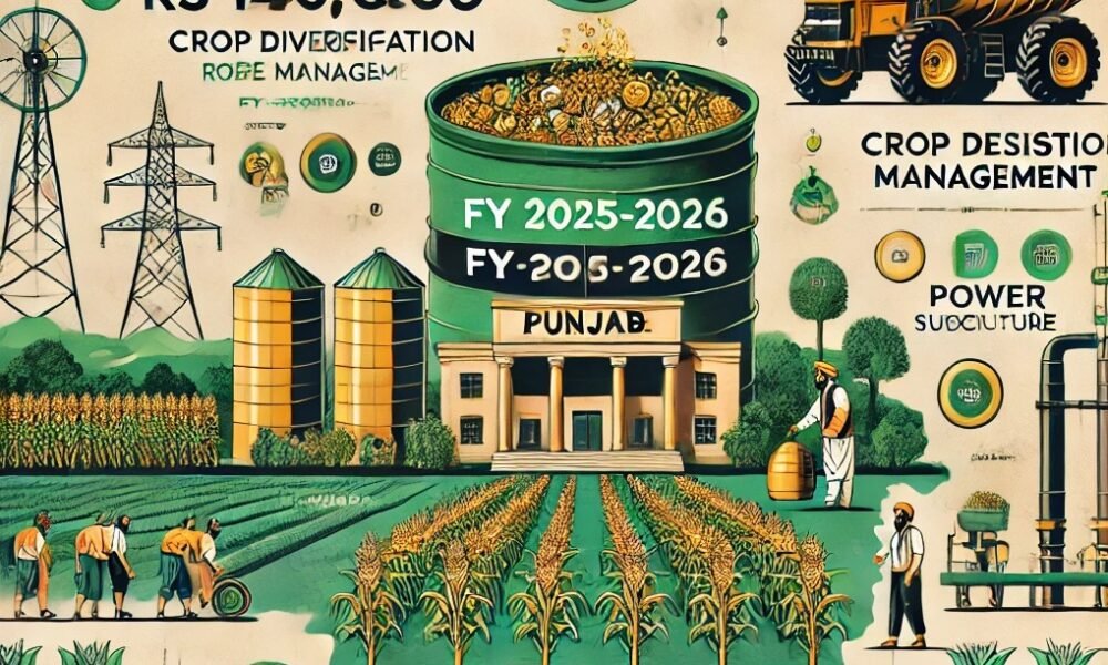 Infographic summarizing Punjab’s agriculture budget for FY 2025-2026, highlighting the Rs 14,524 crore allocation