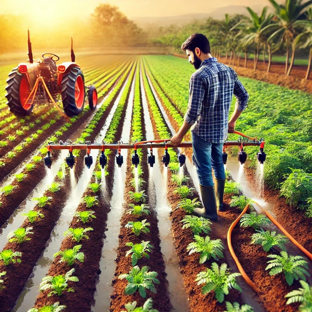 Modi government A_modern_Indian_farmer_working_in_the_field_with_a