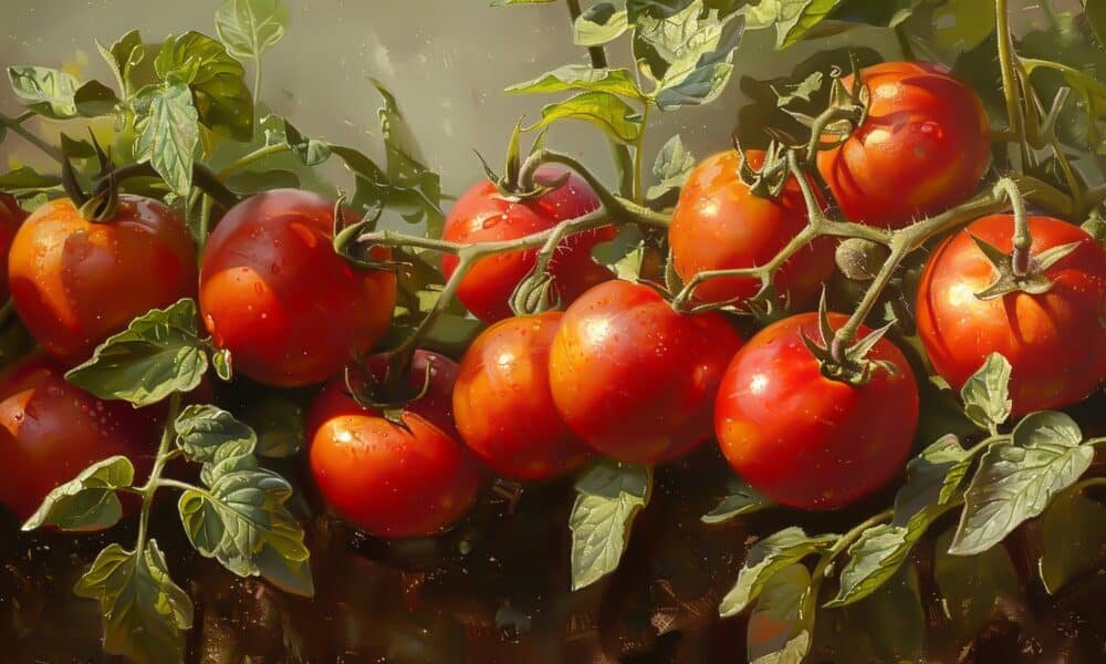 farmers Tomato growing in the garden