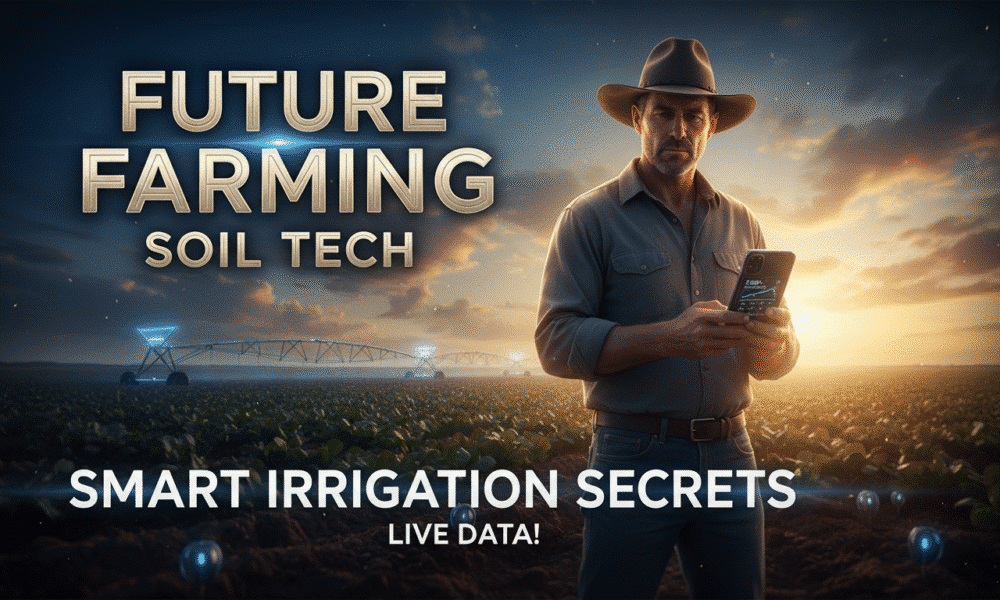 A drone surveying a farm field using GPS technology to optimize planting and monitor crop health in precision farming