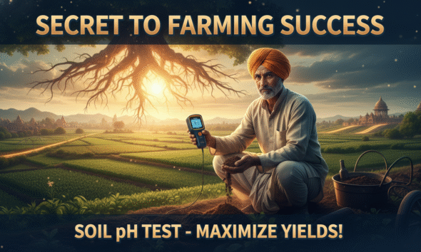 Farmer testing soil pH to ensure optimal conditions for crop growth and improve soil health for better yields