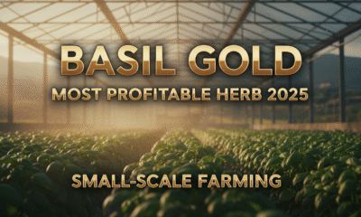 Fresh basil growing in a greenhouse, one of the most profitable herbs for small-scale farming in 2025
