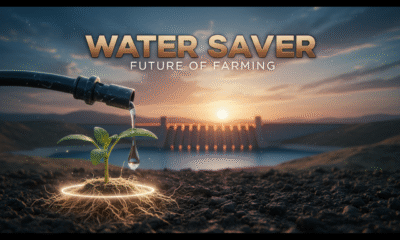 Drip irrigation tubing laid along crops to deliver water directly to plant roots, saving water and promoting healthier growth