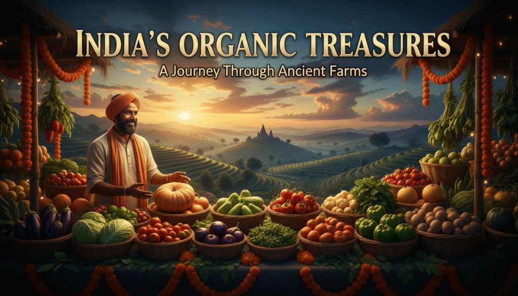 Fresh organic vegetables at a local farmers’ market in 2025, promoting sustainable agriculture