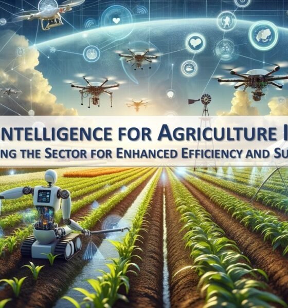 AI in agriculture smart farming technology farmer using tablet in field