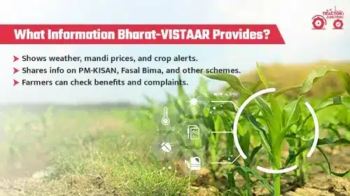 Bharat-VISTAAR, a digital agriculture platform, shows the weather forecast, mandi prices, and crop advice.