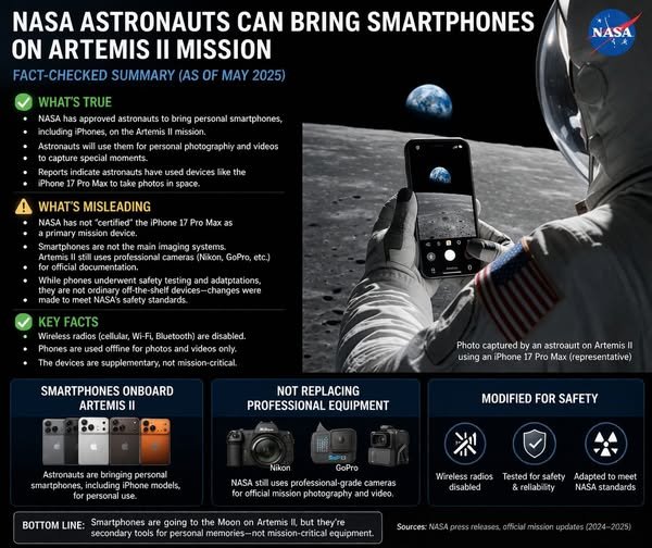 Astronaut using iPhone in space capturing Earthset video NASA Artemis mission