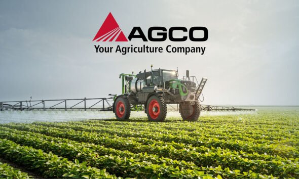AGCO Corp stock outlook with high-horsepower tractor and precision agriculture technology in a modern farming field.