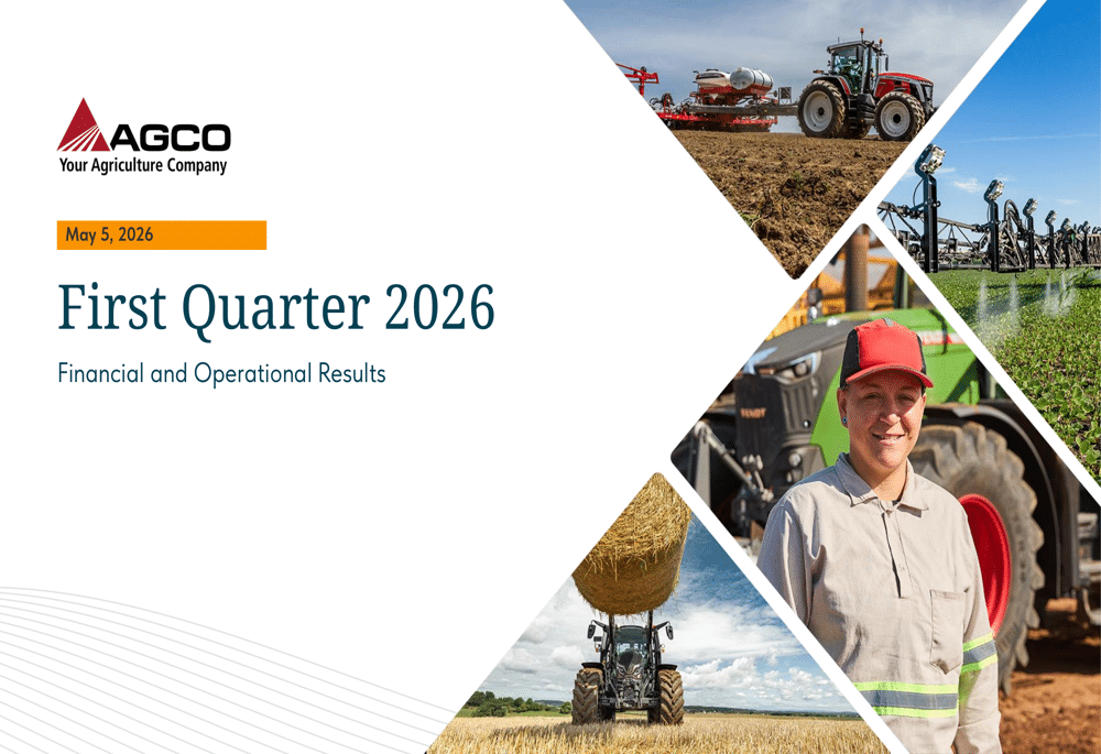 Precision farming technology and AGCO investment outlook with smart planter equipment working in crop fields.
