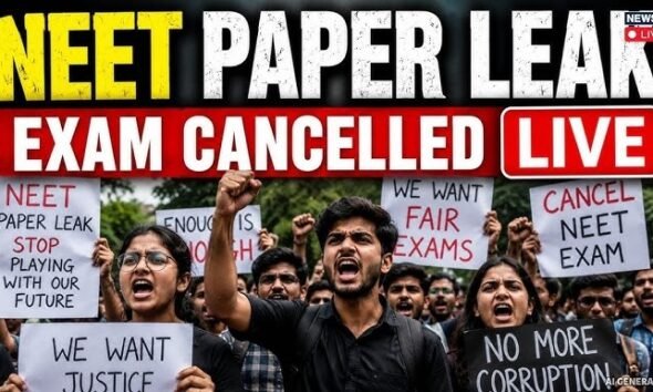 NEET UG 2026 protest students demanding exam cancellation and paper leak investigation in India