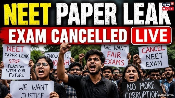 NEET UG 2026 protest students demanding exam cancellation and paper leak investigation in India