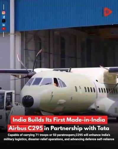 Indian Air Force C295 military transport aircraft enhancing India's defence capabilities and logistics operations